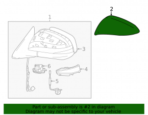 Left side mirror cover for Toyota Highlander 20-25