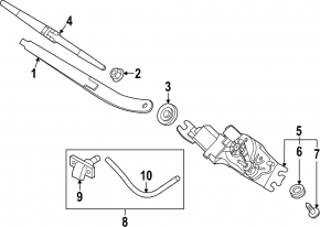 Rear wiper linkage with motor for Kia Sportage 23-26