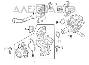 Thermostat housing assembly BMW 5 G30 17-20 3.0T, broken mount