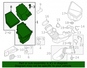 Air filter housing BMW 5 G30 17-22 2.0T, 3.0T, 530e hybrid type 2