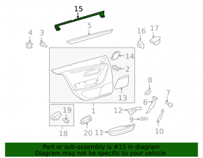 Glass seal rear right VW CC 08-17 central on the door