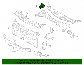 Right wiper grille tray trim BMW X1 F48 16-22