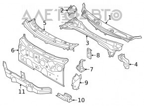 Right windshield wiper grille pan cover BMW X2 F39 18-23