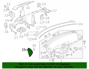 Front panel trim, right side, VW Passat b8 16-19 USA, gray