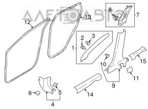 Front left door sill plate for Nissan Rogue Sport 17-22, black, scratches, mount turned white
