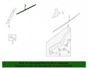 Door molding upper rear left Hyundai Santa FE Sport 13-18