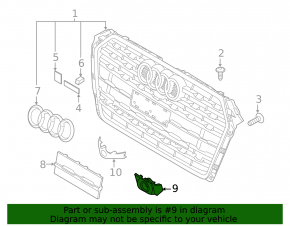 Parking sensor bracket for left Audi A5 F5 radiator grille, matte finish, 18-19