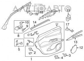 Door trim card rear left Lincoln MKX 16-18 leather, beige, brown armrest, wood insert