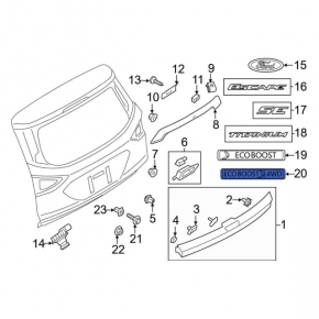 Emblem inscription ECOBOOST 4wd tailgate Ford Escape MK3 17-19