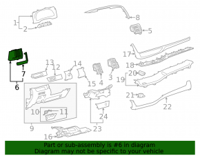 Air duct deflector with trim front left Toyota Highlander 14-19