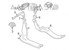 Front panel air duct central BMW X3 F25 11-17 peeling coating