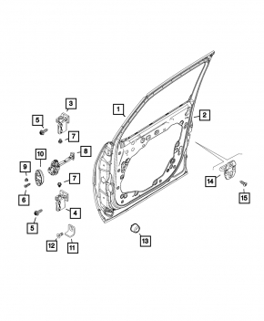 Upper rear left door hinge Fiat 500L 14-