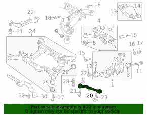 Lower rear left transverse control arm for Audi A6 C7 12-18, small, aluminum