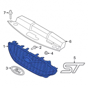 Grill grill Ford Edge 19-24 without chamber, ST, black gloss