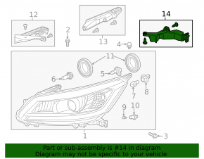 Honda Accord 13-15 front right lower headlight bracket