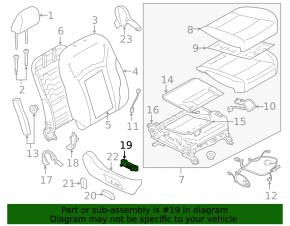 Subaru Outback 15-19 passenger seat controls with beige buttons