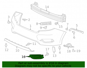 Right rear bumper grille for Honda Civic X FC 16-21 4D structure