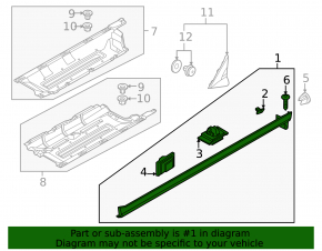 Left threshold for Kia Sportage 23-26, structure with seal and mudguard