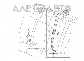 Chevrolet Volt 11-15 rear right seat belt, black