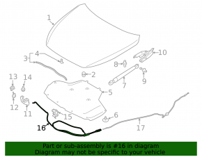 Infiniti Q50 Hood Release Cable 14- Front