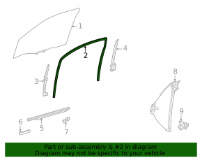 Front left glass seal Toyota Tundra 22-26