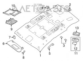 Ceiling handle rear left Nissan Murano z52 19- gray