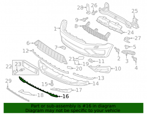 Front bumper central lip trim VW Touareg 15-17