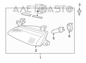 Headlight front right Toyota Camry v20 97-99 bare without cover