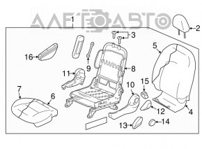 Driver's seat Nissan Versa 12-15 usa without airbag, cloth black