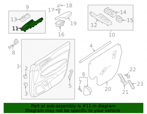 Front right window lift control trim for Kia Sportage 17-22, graphite
