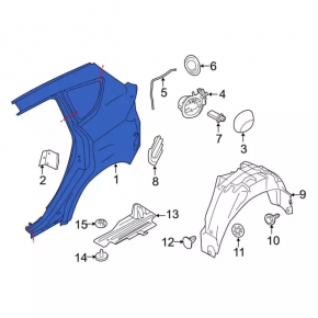 Quarter wing rear right Ford C-max MK2 13-18 graphite, putty