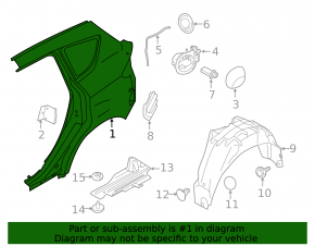 Quarter wing rear right Ford C-max MK2 13-18 graphite, putty
