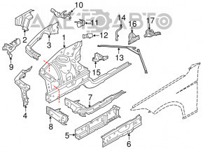 Front right side member BMW 3 F30 12-15