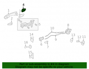 Plug outer handle rear right Lexus CT200h 11-17