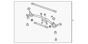 07-13 Acura MDX Windscreen Wiper Linkage with Motor