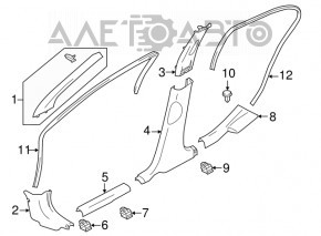 Center pillar trim lower right Nissan Versa 12-19 usa black
