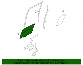 Rear right door glass for Nissan Leaf 11-12