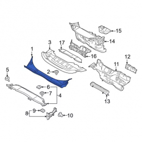 Plastic windshield wiper grille for Ford Transit Connect MK2 13-23