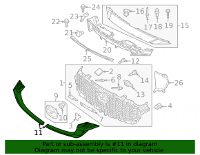 Right radiator grille molding for Mazda CX-50 23-25