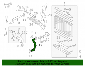Lower cooling hose Lexus RX300 98-00