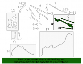 Nissan Rogue 14-20 Windscreen Wiper Linkage with Motor