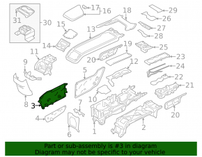 Volvo XC90 16-24 black rear right side center console trim