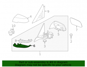 Left side mirror cover for BMW 4 F32/33/36 14-20, lower, under camera, Shadow-Line