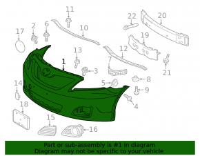 Front bare bumper Toyota Camry 10-11 SE/XSE without hook, without washers