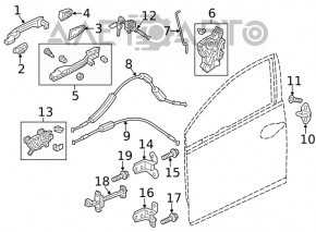 Honda Civic X FC 16-21 inner rear right door handle