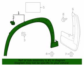 Front left fender arch trim for Lexus TX 24-26 under parking sensors