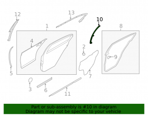 Rear left door glass guide Infiniti Q50 14-20