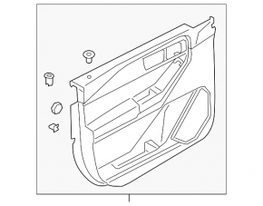 Front left door panel for Ford Explorer 21-23, black leather, XLT, black leather armrest, chrome insert, with handle, scratches