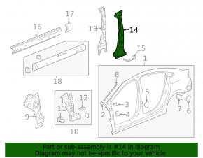 Body pillar central left Chevrolet Cruze 16-