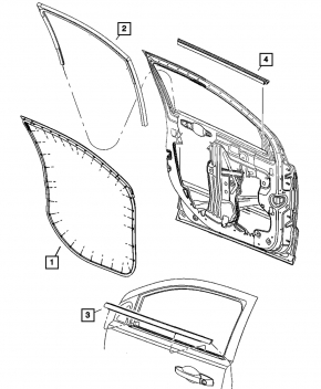 Molding door-glass central front left Jeep Patriot 11-17 mat